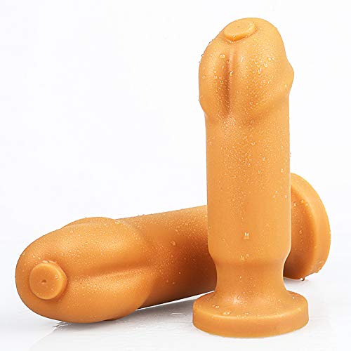 ChicLSQ Silikon Big Anal Plug Mit Saugnapf Groß Butt Plug Anal Dilatator Anus Vaginal Masturbation Dildo Real Dong Penis S M L XL Größe Bdsm Sexspielzeug FüR Paare/Männer/Frauen (Gold, XL)