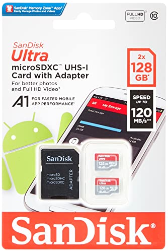 SanDisk Ultra 128GB microSDHC UHS-I Speicherkarte mit Adapter (2er-Pack)