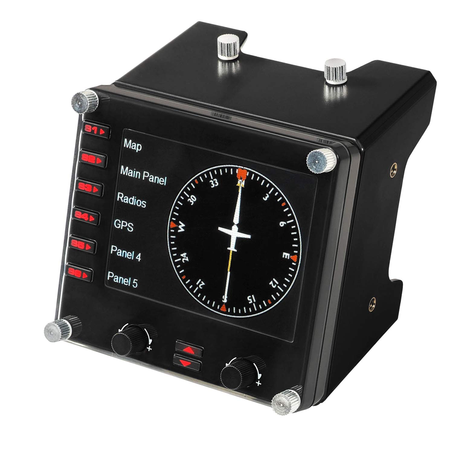 Logitech G Saitek Pro Flight Instrumenten-Panel, Steuerpanel für Flug Simulatoren, 3.5 Zoll LCD-Farbdisplay, 15 Anzeigeoptionen, USB-Anschluss, Erweiterbar, PC - Schwarz