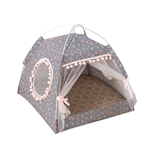 Katzenhöhle Bett Zelt Haus für Innenbereich kleine bis große Katzen einfach zu montieren, Sommerbett zweiseitiges, abnehmbares Kissen