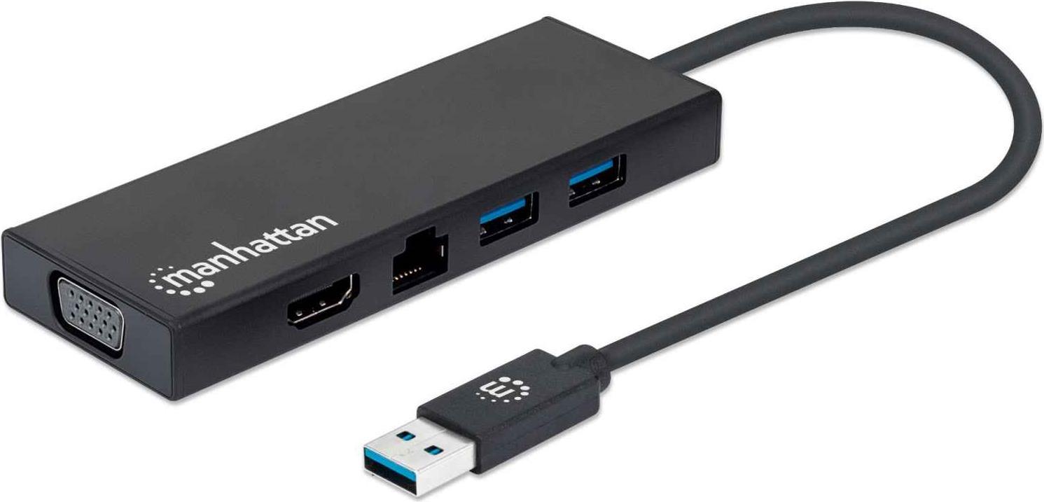 MANHATTAN USB-C DOCK/HUB HDMI/USB-C/RJ45/USB-A M/F 5 GBPS INC/PD 20 cm Alum