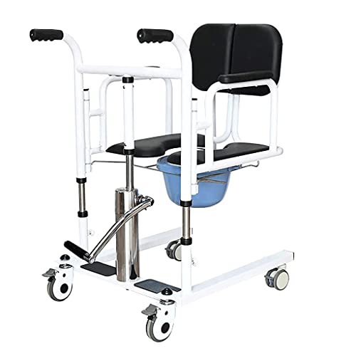 Hydraulischer Patientenlift Rollstuhl für Zuhause, multifunktionaler Duschstuhl mit 180° geteiltem Sitz und Bettpfanne, robuster Patientenheber für Erwachsene