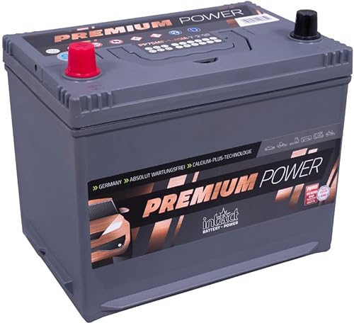 intAct Premium-Power PP75MF-1-ASIA Starterbatterie 12V 75Ah, 630A (EN) Kaltstartstrom, wartungsfreie Autobatterie mit bis zu 30% mehr Leistung und 1,5-fach schnellerem Laden