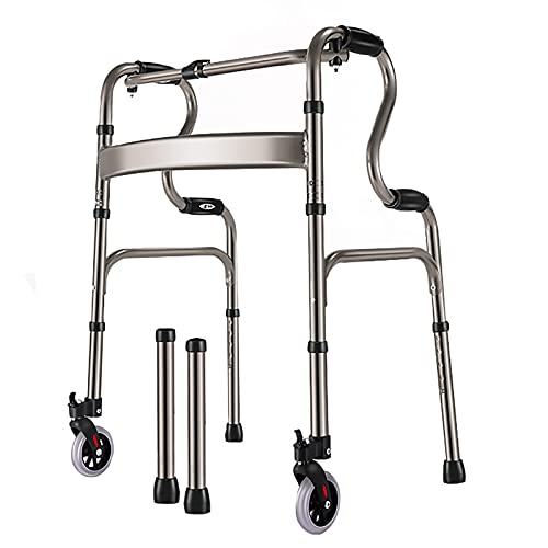 Leichter faltbarer Rolling Walker mit Rädern, Aluminium-Gehhilfe für Senioren/Behinderte, höhenverstellbarer tragbarer Rollator Walker (Color : No seat)