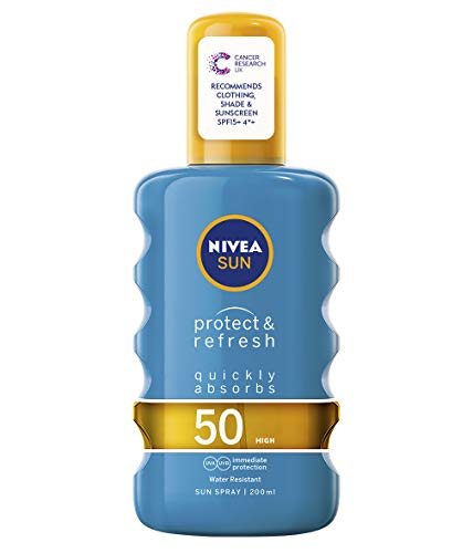 NIVEA SUN UV Dry Protect Sport Sonnenspray LSF 50 (200 ml), 100% transparenter Sonnenschutz speziell für Sportler, schweißresistente & extra wasserfeste Sonnencreme