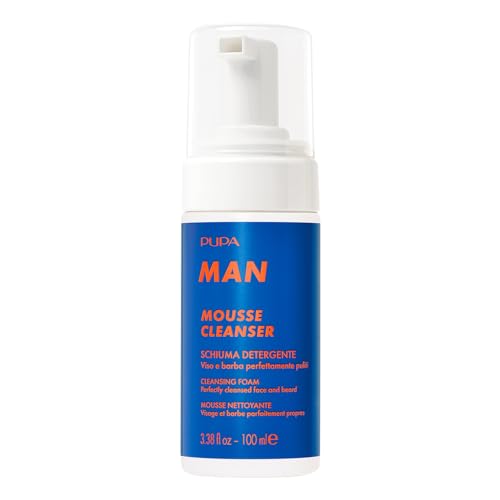 Pupa Man Mousse Cleanser 100 ml, Reinigungsschaum für Gesicht und Bart, 98% Inhaltsstoffe natürlichen Ursprungs