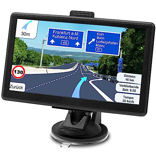 GPS Navigationsgerät für Auto LKW 2023 - Lehwey 7 Zoll Navi LKW Navigation für Auto PKW, Europa UK 52 Karten, Lebenslang kostenloses Kartenupdate, Blitzerwarnung Fahrspurassistent POI Spracheführung
