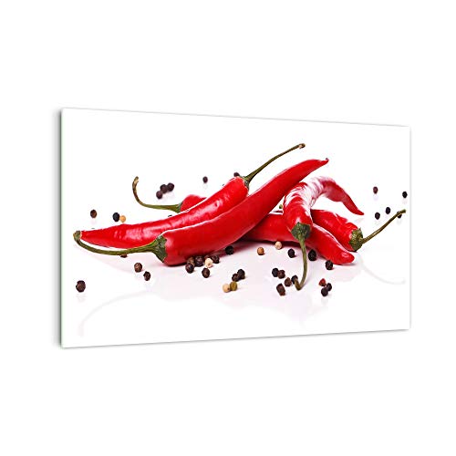 DekoGlas Küchenrückwand 'Mehrere Chilischoten' in div. Größen, Glas-Rückwand, Wandpaneele, Spritzschutz & Fliesenspiegel