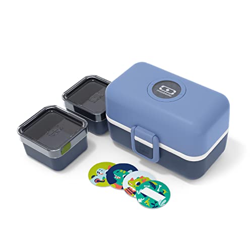 monbento - MB Tresor blau Infinity Brotdose Kinder mit Trennwand - Bento Box Kids mit Fächer - Individuell Gestaltbar - Snack Box