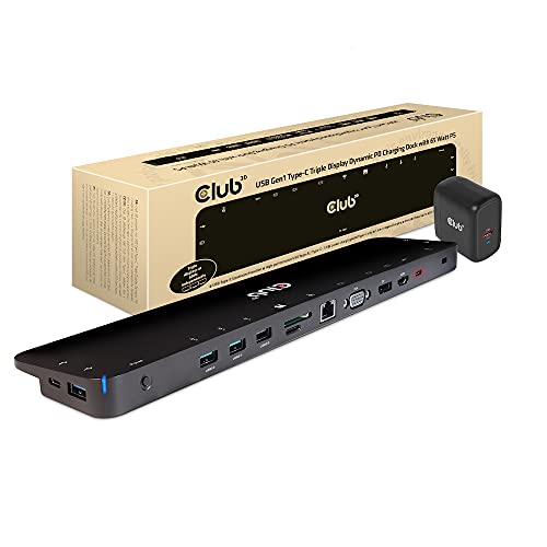 Club 3D USB Gen1 Typ-C Triple Display Dynamic PD Charging Dock mit 65 Watt Ladegerät