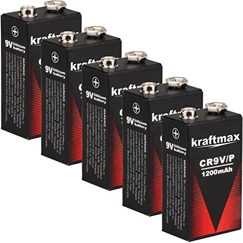 5X Kraftmax 9V Block Lithium Hochleistungs- Longlife Batterien für Rauchmelder/Feuermelder - 10 Jahre Batterie Lebensdauer