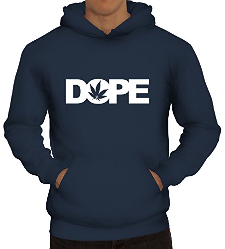 Shirtstreet24, Dope Cannabis, Hanf Blatt Herren Kapuzen Sweatshirt - Pullover Hoodie, Größe: 3XL,Navy