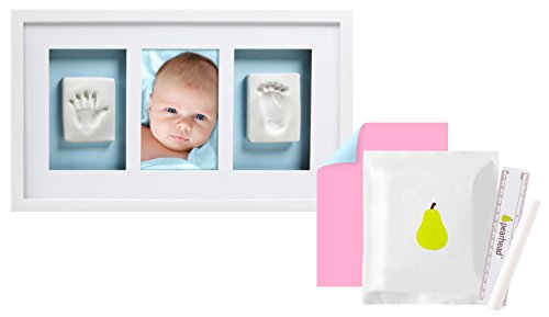 Pearhead P63000 Baby Abdruck Deluxe Wand-Bilderrahmen mit inbegriffenen Set zur Erstellung von Hand / Fußabdruck, perfektes Shower Geschenk Andenken, weiß