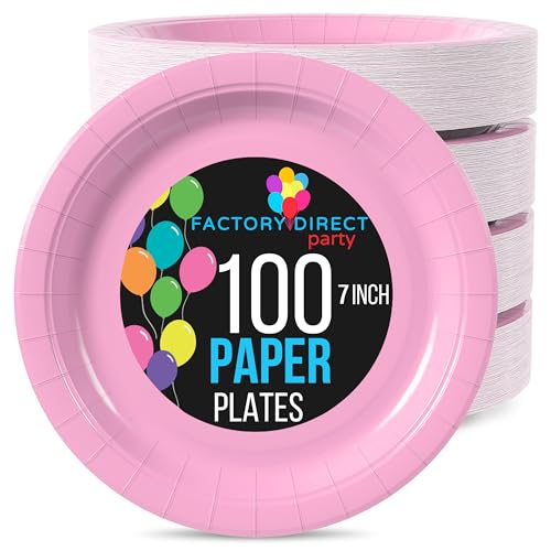 Exquisite Rosa Pappteller 17,8 cm 100 Stück – Rosa 17,8 cm Pappteller – Bulk Pappteller Pink Einwegteller – ideal für jede Veranstaltung – Einweg-Kuchenteller Pappteller Pink