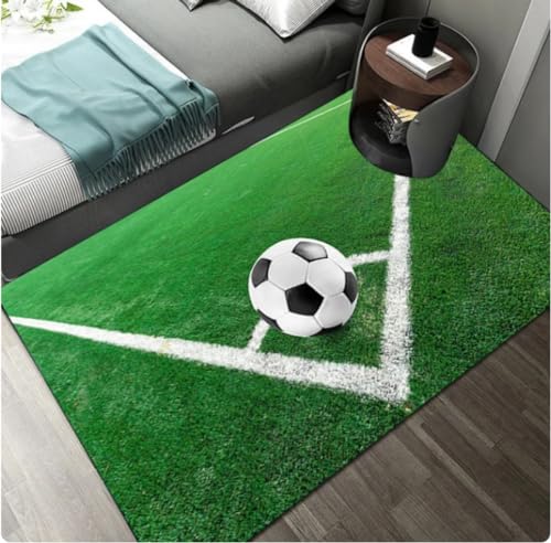 KIESEY Fußball Bilder Teppich Wohnzimmer Dekoration Teppiche für Schlafzimmer Wohnzimmer Teppich zu Hause Eingangstür Matte 120x160cm