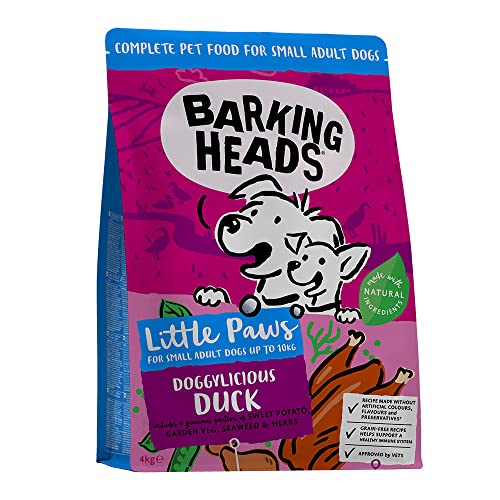 Barking Heads Hundefutter Trocken Getreidefrei, für kleine Rassen - Ente Gut Alles Gut - 100% Natürlich, Ente Hypoallergen, ohne künstliche Geschmacksverstärker, 4kg