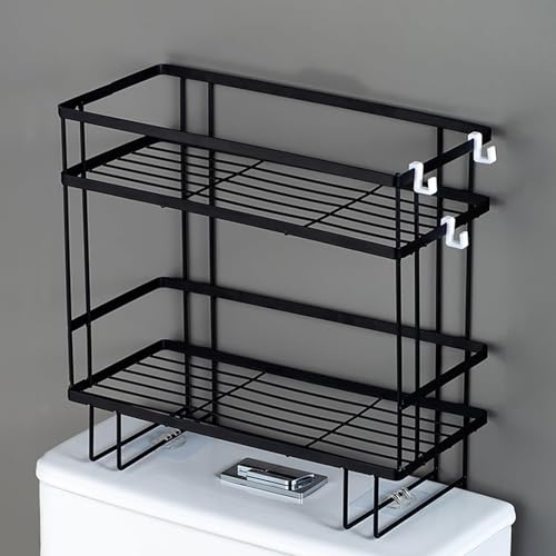 Toilettenregal Waschmaschinen-Aufbewahrungsregal Platzsparendes Aufbewahrungsregal for Badezimmer, Toilette, Wäscherei, einfache Montage (Farbe: Weiß) (Color : Black)