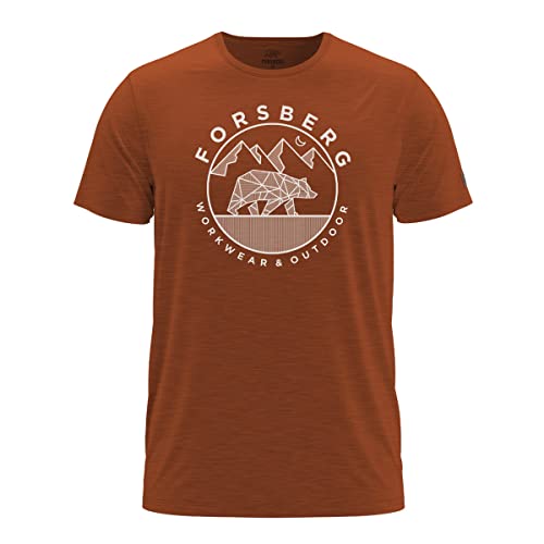FORSBERG Gruvarson T-Shirt mit stylischem Bär Brustlogo Rundhals für Herren rustyorange, Farbe:orange, Größe:S