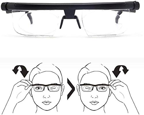 JWCN Verstellbare Brille - Sofort 20/20 Vision - Weitsichtig Weitsichtig - Computer + Lesen + Fahren mit Brille mit variablem Fokus - Für Männer Frauen Uptodate