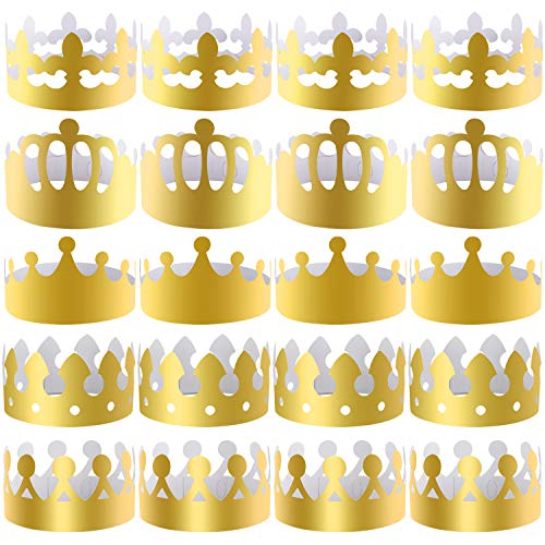 SIQUK 25 Stück Papierkronen Gold Party Crown Papierhüte Party King Crown