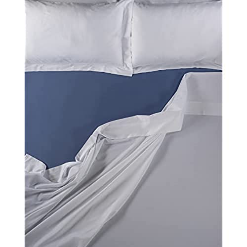 LENZUOLISSIMI - Bettwäsche aus Satin-Baumwolle, Fadenzahl 300, für Doppelbett, 180 x 200 cm, Bluette