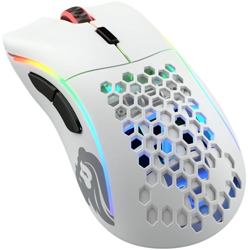 Glorious Pc Gaming Race Model D Gaming Maus Kabellos , Ergonomische Maus , Optischer BAMF Sensor 19000 DPI , Leichtgewicht 69 Gramm , RGB Beleuchtung , Wireless Mouse , (Weiß (Matte))