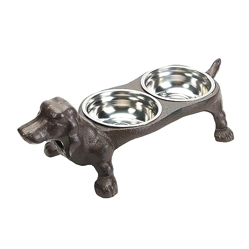 Sungmor Raised Bowls for Dogs - rutschfeste Hochleistungs-Gusseisenständer & 2 Futternäpfe aus Edelstahl & Wassernäpfe - Great Pet Dogs Feeder - Fütterungs- und Tränkstation Heimtierbedarf
