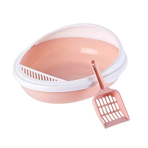Cat Litter Tray Pet Toilet Bedpan Anti Splash Cats Litter Box Cat Dog Tray with Scoop Kitten Dog Clean Toilette Home Plastic Sand Box Supplies,Pink