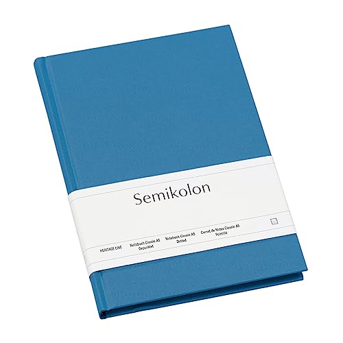Semikolon (364092) Notizbuch Classic A5 dotted azzurro (hellblau) - Buchleinenbezug - 176 Seiten mit cremeweißem 100g/m²- Papier - Lesezeichen - Format: 15,2 x 21,3 cm