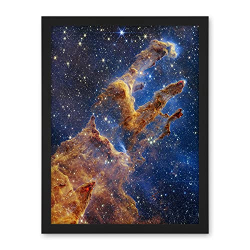 NASA James Webb Space Telescope Pillars of Creation Eagle Nebula Artwork Framed Wall Art Print 18X24 Inch
