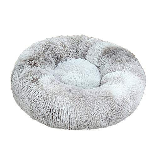 Chickwin Hundebett rund Hundekissen Plüsch weichem Hundesofa rutschfest Base Katzenbett Donut Größe und Farbe wählbar (Tie-Dye grau,120CM)