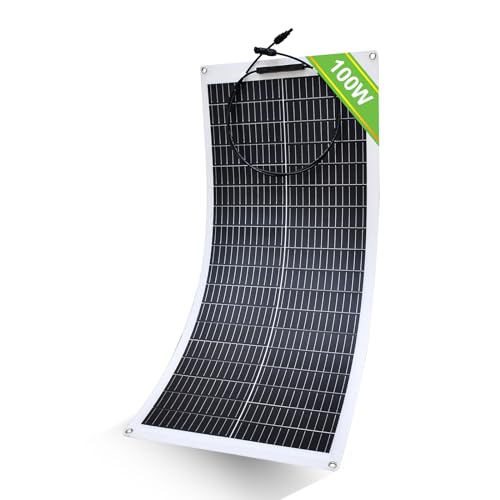 ECO-WORTHY 100W 12V Solarpanel Flexibel Monokristallines Solarpanel, Solarmodul mit Ladekabel für Wohnmobil Auto Boot 12V Batterien