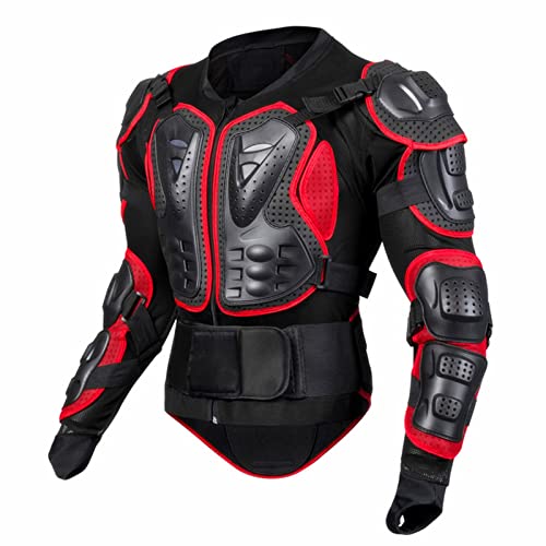 DZQUY Motorrad Ganzkörperpanzer-Jackenschutz Mit Rückenschutz Für Männer Und Frauen Wirbelsäule Brust Schulterschutz Für Dirt Bike Radfahren MTB Motocross,Rot,XL