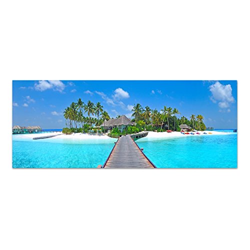 DEKOGLAS Glasbild 'Malediven Panorama' Acrylglas Bild Küche, Wandbild Flur Bilder Wohnzimmer Wanddeko, einteilig 125x50 cm