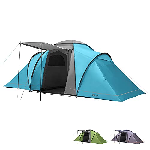 Portal Outdoors Portal Outdoor Beta 6 geräumiges 2-Schlafzimmer-Zelt mit Aufbewahrungstasche, blau, 6 Personen