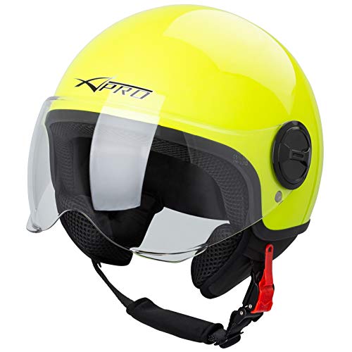 Motorradhelm Motorrad Roller Jet Helm Demi Avio Viser Homologiert SonicMoto Fluo M