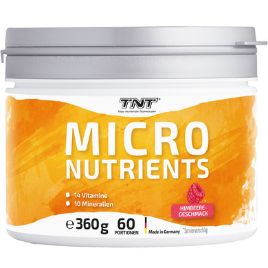 TNT Multivitamin Pulver hochdosiert mit 24 Vitaminen & Mineralien • Superfood Vitamin-Komplex / 360g (Himbeere)