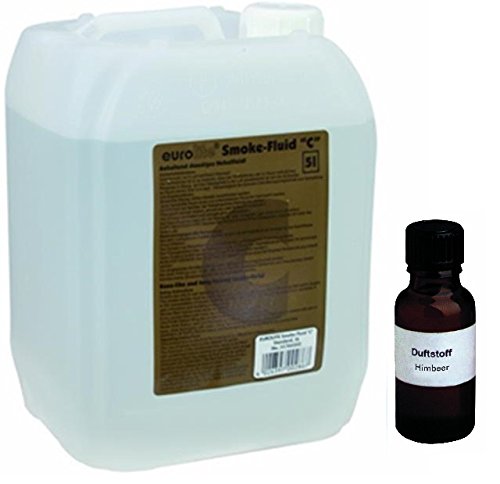 5 Liter Eurolite C (Standard) Nebelfluid + 20 ml Duftstoff Himbeere, Smoke-Fluid, Nebel-Fluid-Flüssigkeit für Nebelmaschine