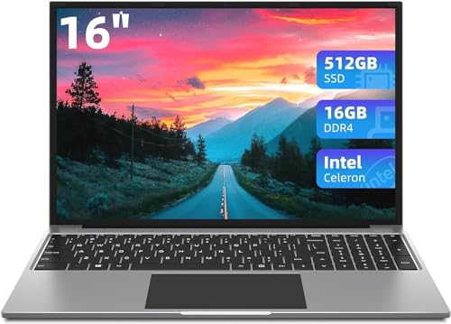 Jumper Laptop16 Zoll FHD, RAM 16GB SSD 512GB, Intel Quad Core Notebook,Bis zu 2,9 GHz, 1920 * 1200 IPS, 2.4G+5G WiFi, USB3.0×2, Bluetooth4.0, 2023