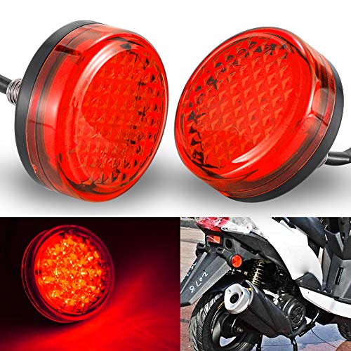 NATGIC Motorrad-Kontrollleuchte Runde Universal Motorrad Reflektoren Rückleuchten Bremsmarkierungsleuchten für Auto-LKW-Anhänger RV ATV-Motorrad - Rote Linse (2er-Pack)
