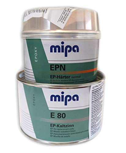 Mipa Set E 80 Kaltzinn 1KG + Härter Härterspachtel 0,5 KG 2K Epoxi Füllspachtel