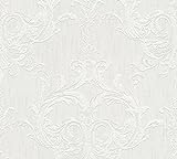 Architects Paper Textiltapete Tessuto 2 Tapete mit Ornamenten barock 10,05 m x 0,53 m grau weiß Made in Germany 961961 96196-1