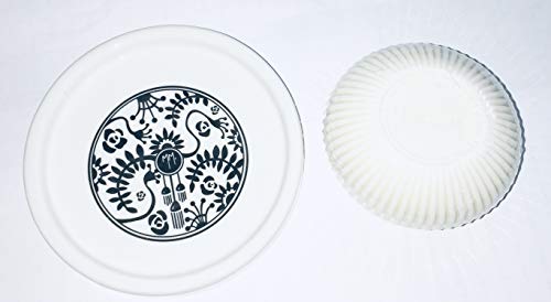 Seifenschale, rund, aus Keramik, Maße: 9,5 cm + gerippte Seife, Duft Baumwolle – 85 g