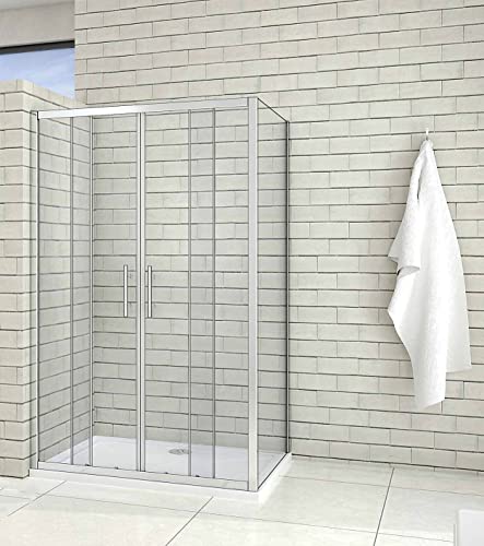 Acezanble Duschkabine Eckeinstieg 140x90cm Duschabtrennung Schiebetür Sicherheitsglas Dusche H190cm