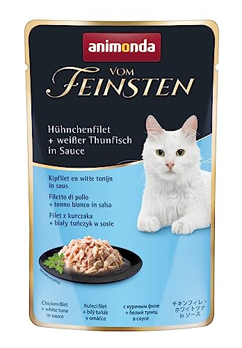 animonda Vom Feinsten Adult Katzenfutter, Nassfutter für ausgewachsene Katzen, im Frischebeutel, mit Hühnchenfilet + weißem Thunfisch in Sauce, 18 x 50 g