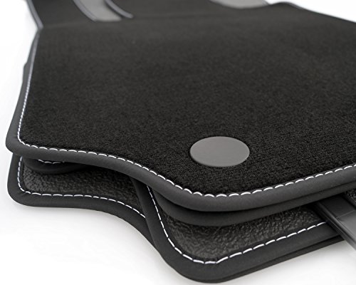 kh Teile Fußmatten/Velours Automatten Premium Qualität Stoffmatten 4-teilig schwarz Nubukleder Einfassung mit weißer Naht