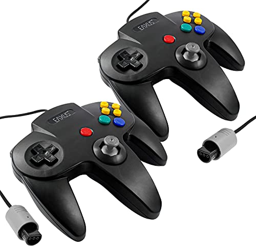 Eaxus® 2er Set Controller geeignet für N64 - Gamepad kompatibel mit Nintendo 64 Konsole, Schwarz