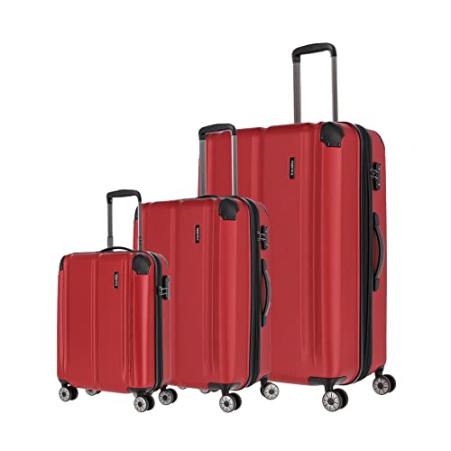 Travelite 4-Rad Koffer Set Größen L/M/S mit TSA Schloss + Dehnfalte (außer Größe S), Gepäck Serie City: Robuster Hartschalen Trolley mit kratzfester Oberfläche