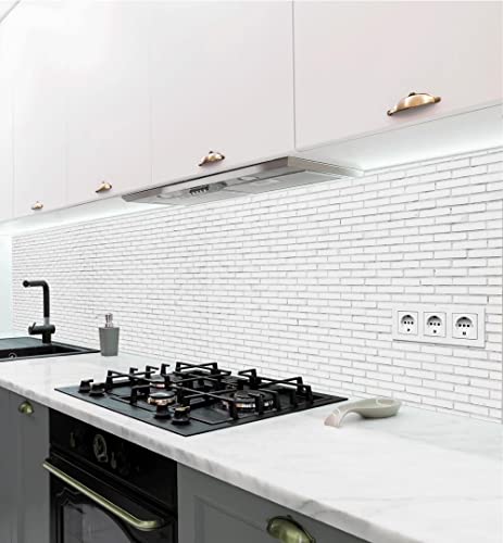 MyMaxxi - Selbstklebende Küchenrückwand Folie ohne Bohren - Aufkleber Motiv Klinker weiß - 60cm hoch - Adhesive Kitchen Wall Design - Wandtattoo Wandbild Küche - Wand-Deko - Wandgestaltung
