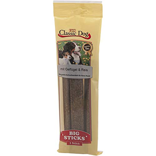 Classic Dog Snack Big Sticks Geflügel & Reis | 16x 3er Pack